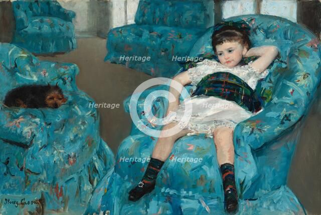 Little Girl in a Blue Armchair, 1878. Creator: Mary Cassatt.