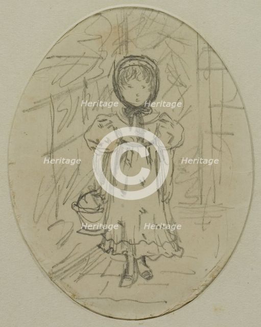 Little Girl in a Garden, 1894. Creator: Catherine Greenaway.
