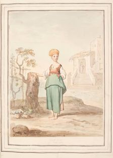 Little Girl of Procida, leaf from A Collection of Dresses by David Allan Mostly from Nature 1776. Creator: David Allan