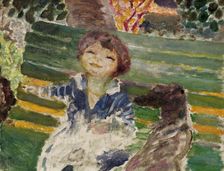 Little girl with a dog or Isabelle Lecomte du Noüy with Bonnard's dog at Le Cannet, 1929-1932. Creator: Bonnard, Pierre (1867-1947)