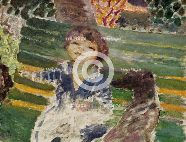 Little girl with a dog or Isabelle Lecomte du Noüy with Bonnard's dog at Le Cannet, 1929-1932. Creator: Bonnard, Pierre (1867-1947).