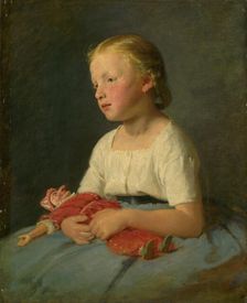 Little girl with a doll, 1863. Creator: Gyula Benczúr