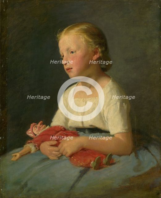 Little girl with a doll, 1863. Creator: Gyula Benczúr.