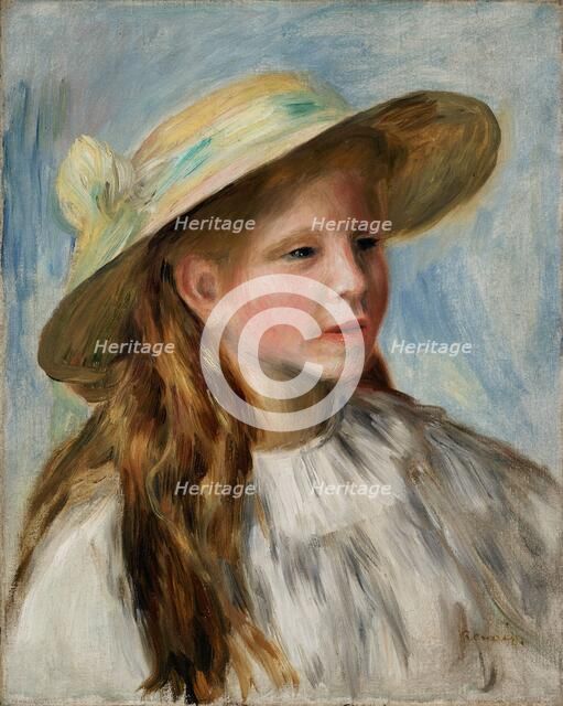 Little Girl with a Hat (Jeune Fille au Chapeau), 1894. Creator: Pierre-Auguste Renoir.