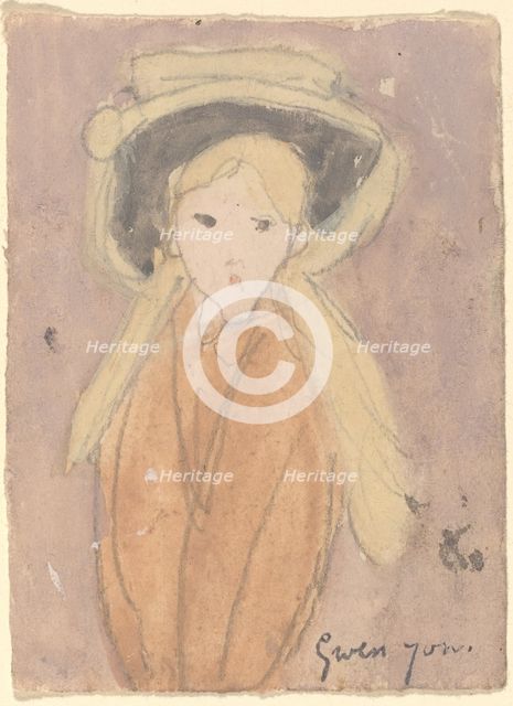 Little Girl with a Large Hat, probably 1915/1920. Creator: Gwendolen Mary John.