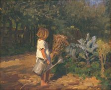 Little girl with a watering can, 1918. Creator: Teodor Jozef Mousson