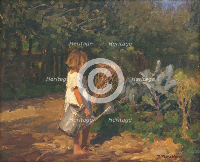 Little girl with a watering can, 1918. Creator: Teodor Jozef Mousson.