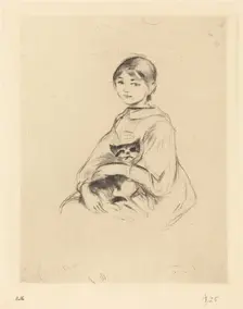 Little Girl with Cat, 1888/1890. Creator: Berthe Morisot
