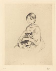 Little Girl with Cat, 1888/1890. Creator: Berthe Morisot