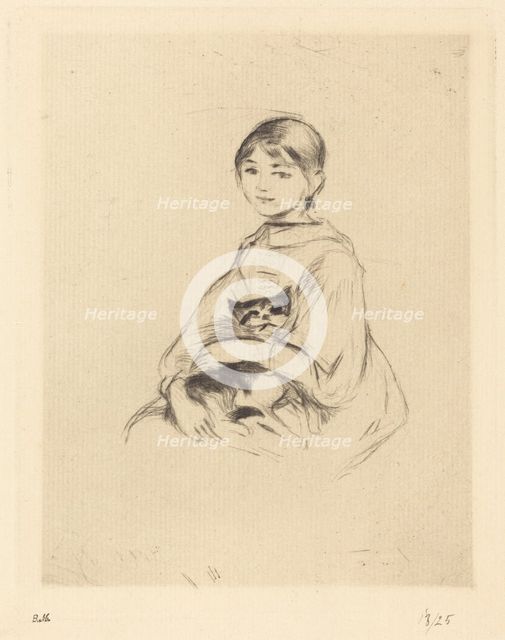 Little Girl with Cat, 1888/1890. Creator: Berthe Morisot.