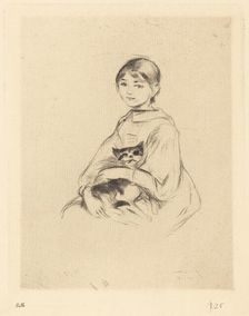 Little Girl with Cat, 1888/1890. Creator: Berthe Morisot