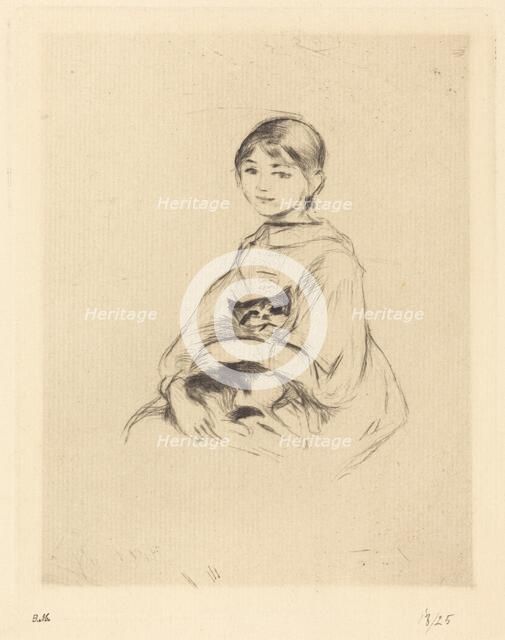 Little Girl with Cat, 1888/1890. Creator: Berthe Morisot.