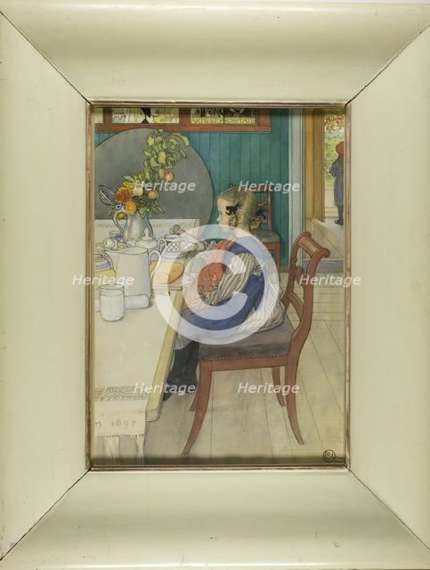 Little Lie-A-Bed's Sad Breakfast, 1900. Creator: Carl Olof Larsson.
