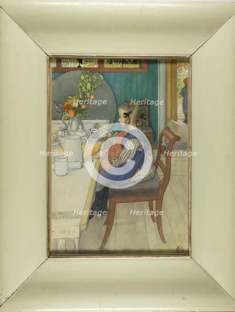 Little Lie-A-Bed's Sad Breakfast, 1900. Creator: Carl Olof Larsson.