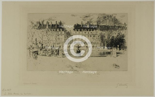 Little Pond at the Tuileries, 1901. Creator: Gustave Leheutre.
