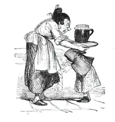 Little Red Riding Hood's mother gives her a pot of butter and a cake for her grandmother, 1842. Creator: Unknown