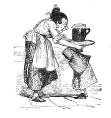 Little Red Riding Hood's mother gives her a pot of butter and a cake for her grandmother, 1842. Creator: Unknown