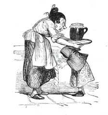 Little Red Riding Hood's mother gives her a pot of butter and a cake for her grandmother, 1842. Creator: Unknown