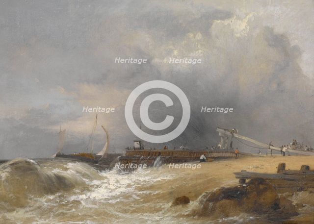 Littlehampton Pier on the Sussex Coast, about 1842. Creator: James Baker Pyne.