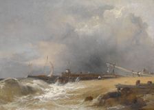 Littlehampton Pier on the Sussex Coast, about 1842. Creator: James Baker Pyne