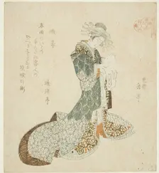 Liu Haichan (Gamma), from the series "Lives of Taoist Immortals Parodied by Courtesa..., c. 1821/22. Creator: Gakutei