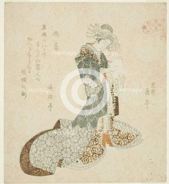 Liu Haichan (Gamma), from the series "Lives of Taoist Immortals Parodied by Courtesa..., c. 1821/22. Creator: Gakutei.