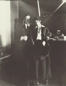Liubov Popova with her husband Boris von Eding, 1918. Creator: Anon