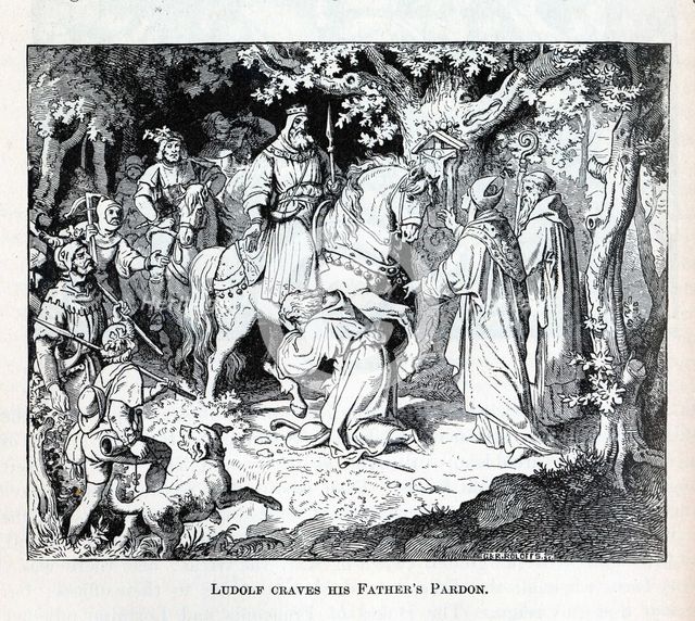 Liudolf craves his Father's Pardon, 1882. Artist: Anonymous  