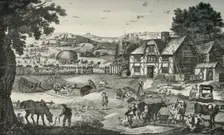Lively Activity on an Eighteenth-Century Farm (1938). Artist: Anon