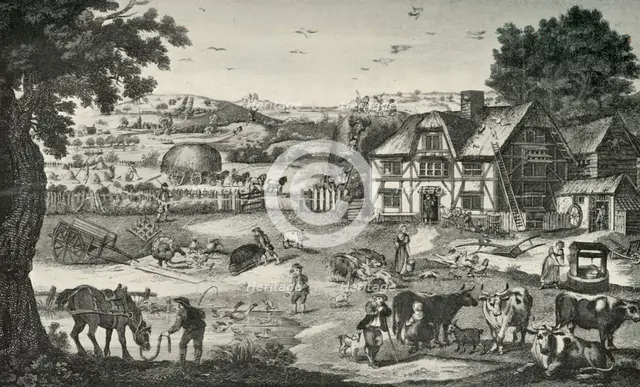 'Lively Activity on an Eighteenth-Century Farm', (1938). Artist: Anon.