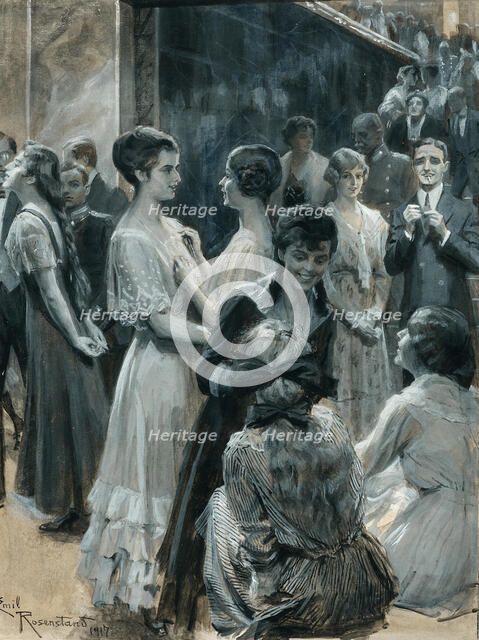 Lively conversation, 1917. Creator: Rosenstand, Emil Christian (1859-1932).