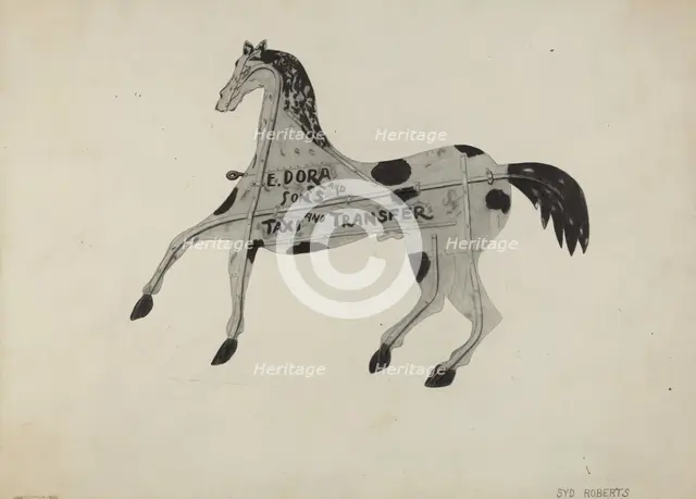 Livery Stable Sign, c. 1938. Creator: Sydney Roberts.