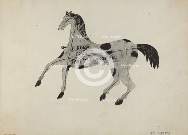 Livery Stable Sign, c. 1938. Creator: Sydney Roberts.