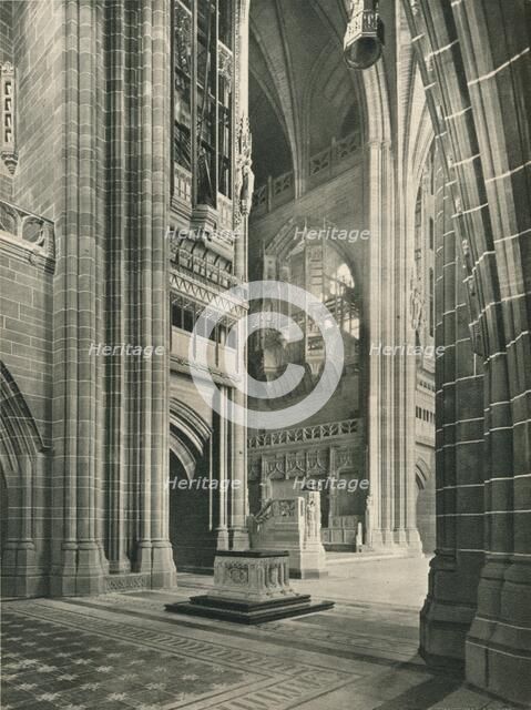 Liverpool Cathedral: General View from Memorial Transept. Architect, Sir G. Gilbert Scott, 1924. Artist: Unknown