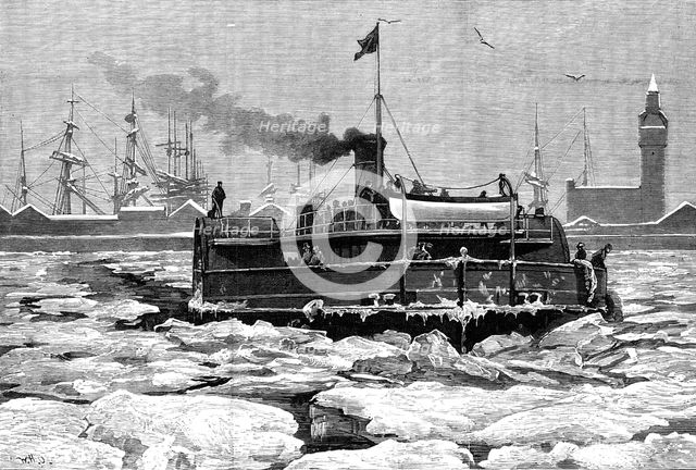 Liverpool during the Frost: difficulties of the Mersey Ferry traffic, 1881. Creator: Unknown.