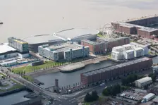 Liverpool Echo Arena, Wapping Dock and Ferris Wheel, Liverpool, 2015. Creator: Historic England