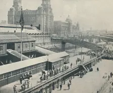 Liverpool Landing Stage is one of the most interesting river fronts in Great Britain 1937