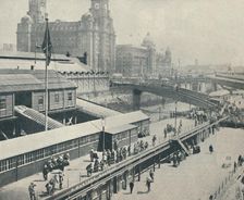 Liverpool Landing Stage is one of the most interesting river fronts in Great Britain 1937