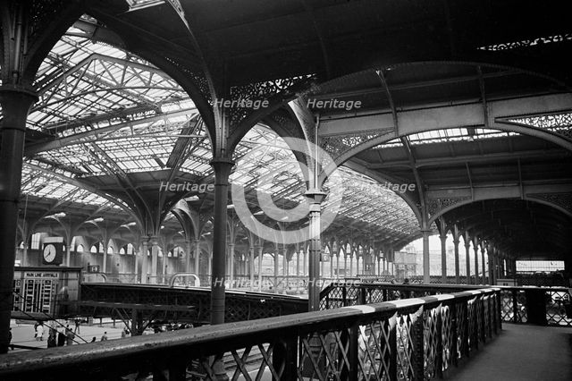 Liverpool Street Station showing the footbridge over the Continental Boat Train, London, 1960-72. Creator: John Gay.