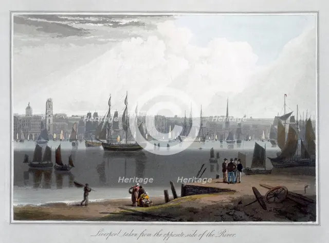 'Liverpool, taken from the oppersite side of the River', 1815. Creator: William Daniell.
