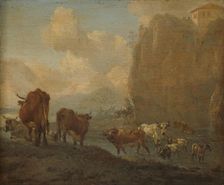 Livestock by a River, 1650-1694. Creator: Willem Romeyn