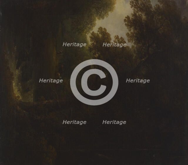 Livestock in a forest pasture, early-mid 19th century.  Creator: Carl Johan Fahlcrantz.