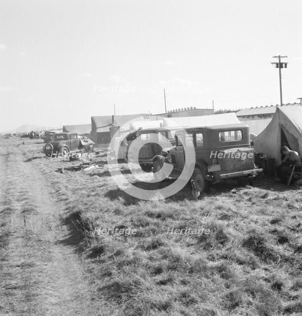 Living conditions for migrant potato pickers, Tulelake, Siskiyou County, California, 1939. Creator: Dorothea Lange.