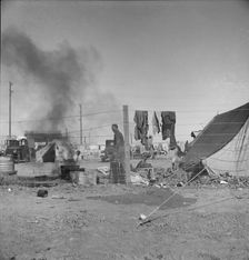 Living conditions for migratory laborers in private auto camp, Calipatria, Imperial County, 1939. Creator: Dorothea Lange