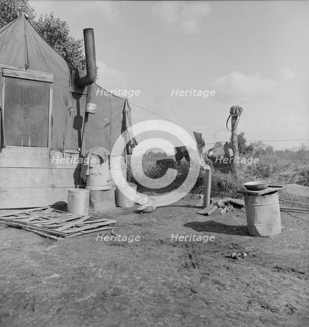 Living conditions of migrant agricultural workers, Tulare County, California, 1938. Creator: Dorothea Lange.