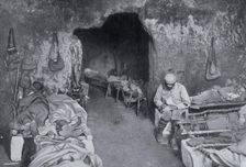 Living quarters in a French cave, World War I, 1915