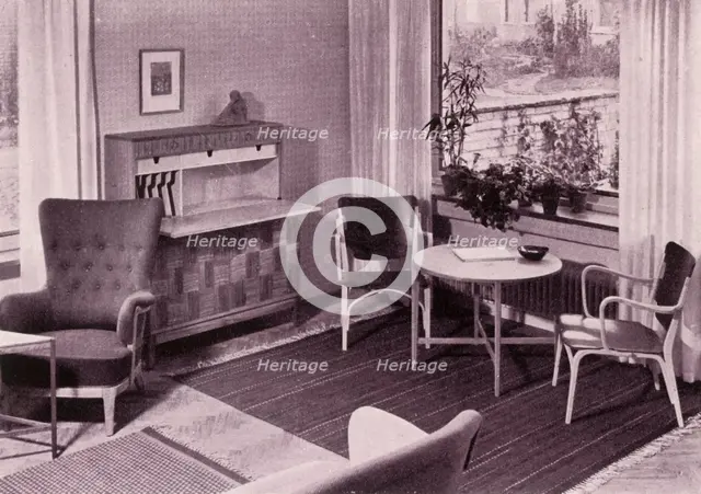 'Living-room furniture by Carl-Axel Acking, made by A.B. Svenska Mobelfabrikerna', 1949. Creator: Unknown.