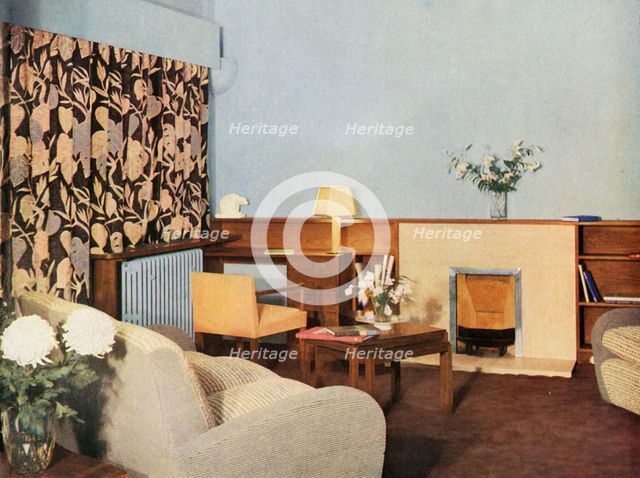 'Living-room in Miss Dinshaw's apartment, Stockleigh Hall, Regent's Park, Gordon Russell Ltd.', 1937 Creator: Unknown.