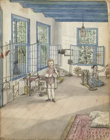 Living room with son Jantje and Flora, an enslaved woman, near a spinning wheel, 1784. Creator: Jan Brandes