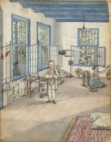 Living room with son Jantje and Flora, an enslaved woman, near a spinning wheel, 1784. Creator: Jan Brandes